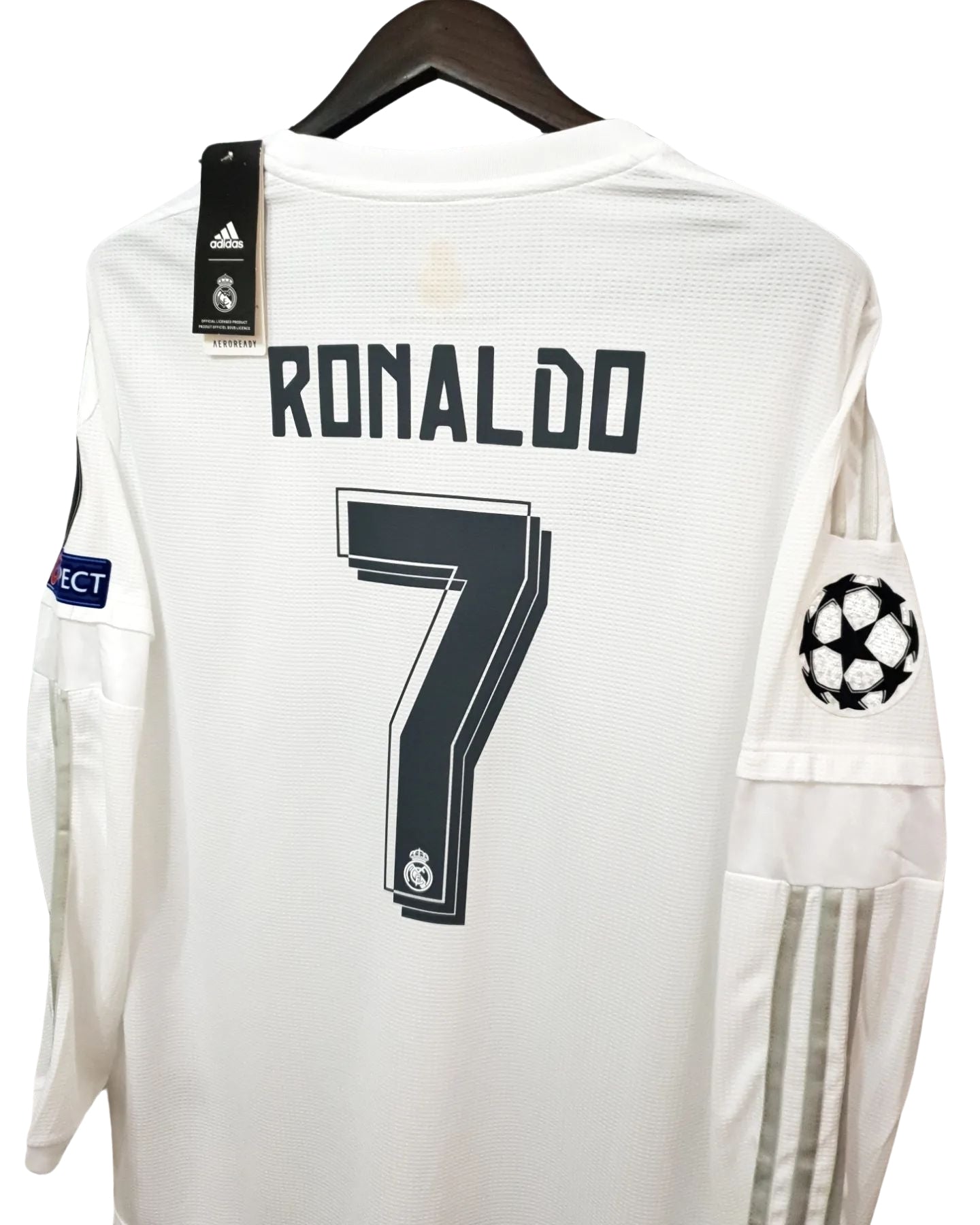 Cristiano Ronaldo 7 UCL Final Real Madrid 2016 Jersey White Long Sleeve